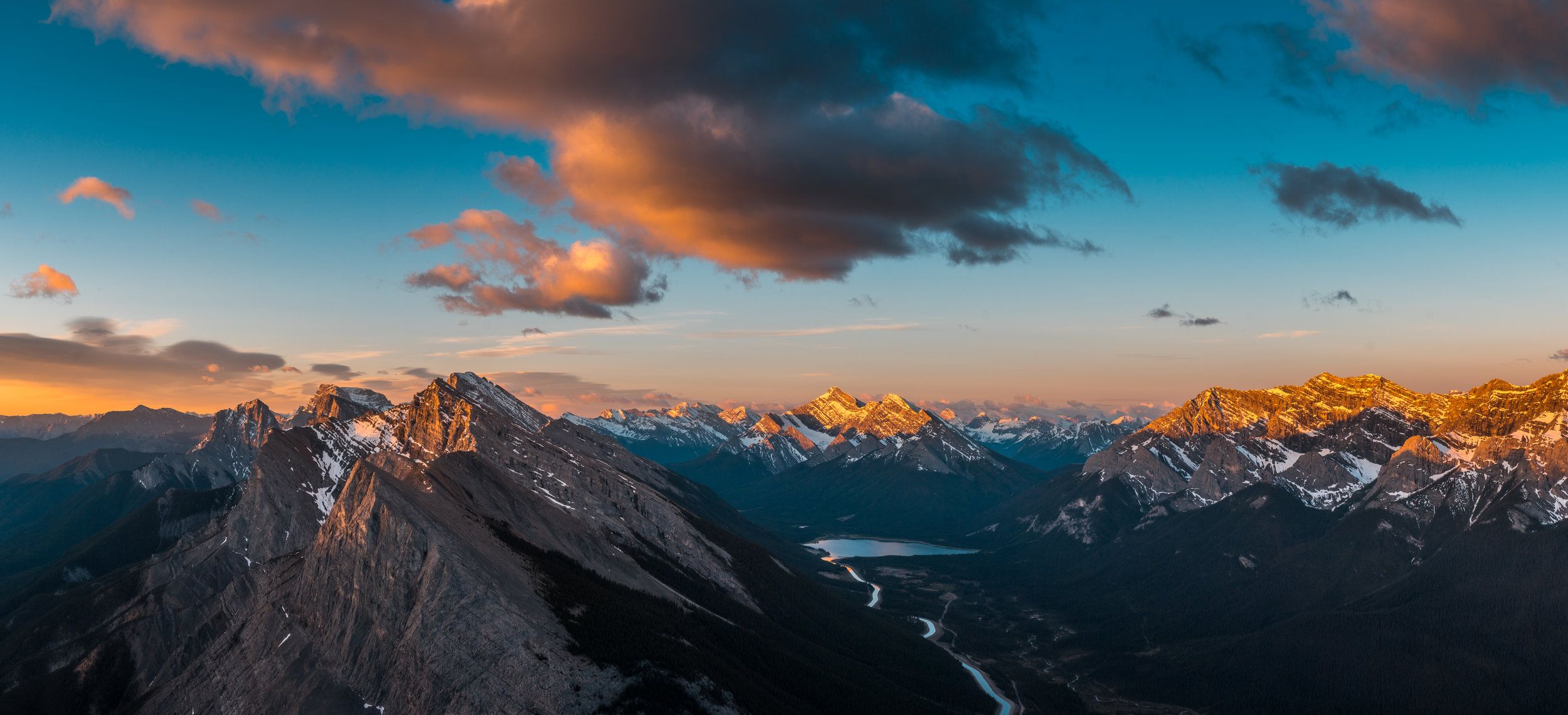 I camped on top of Mount Rundle to capture this sunrise over Kananaskis, Alberta, Canada
