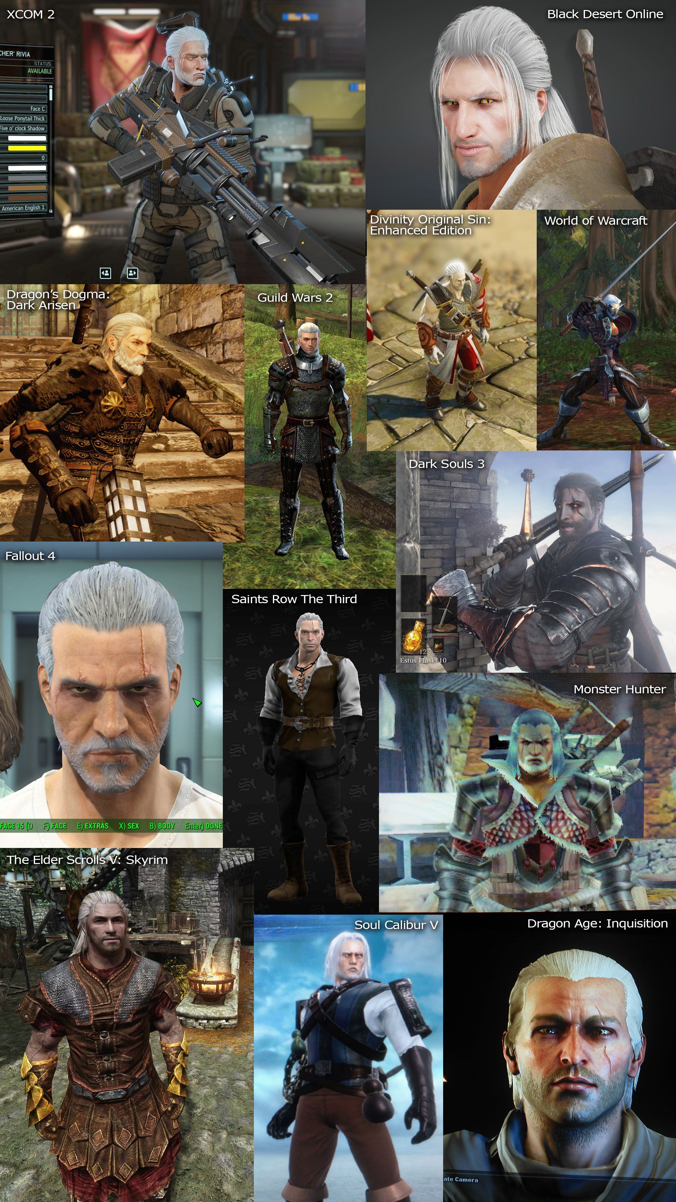 Geralt from Witcher 3 recreated in other games