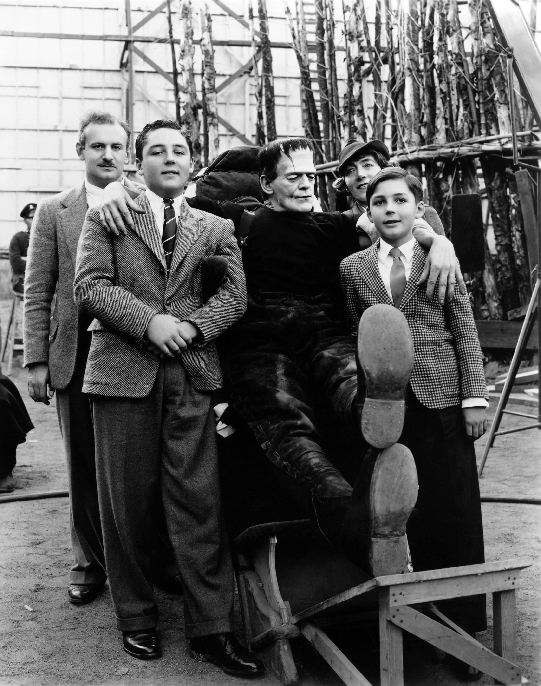 Boris Karloff on the set of Son of Frankenstein.