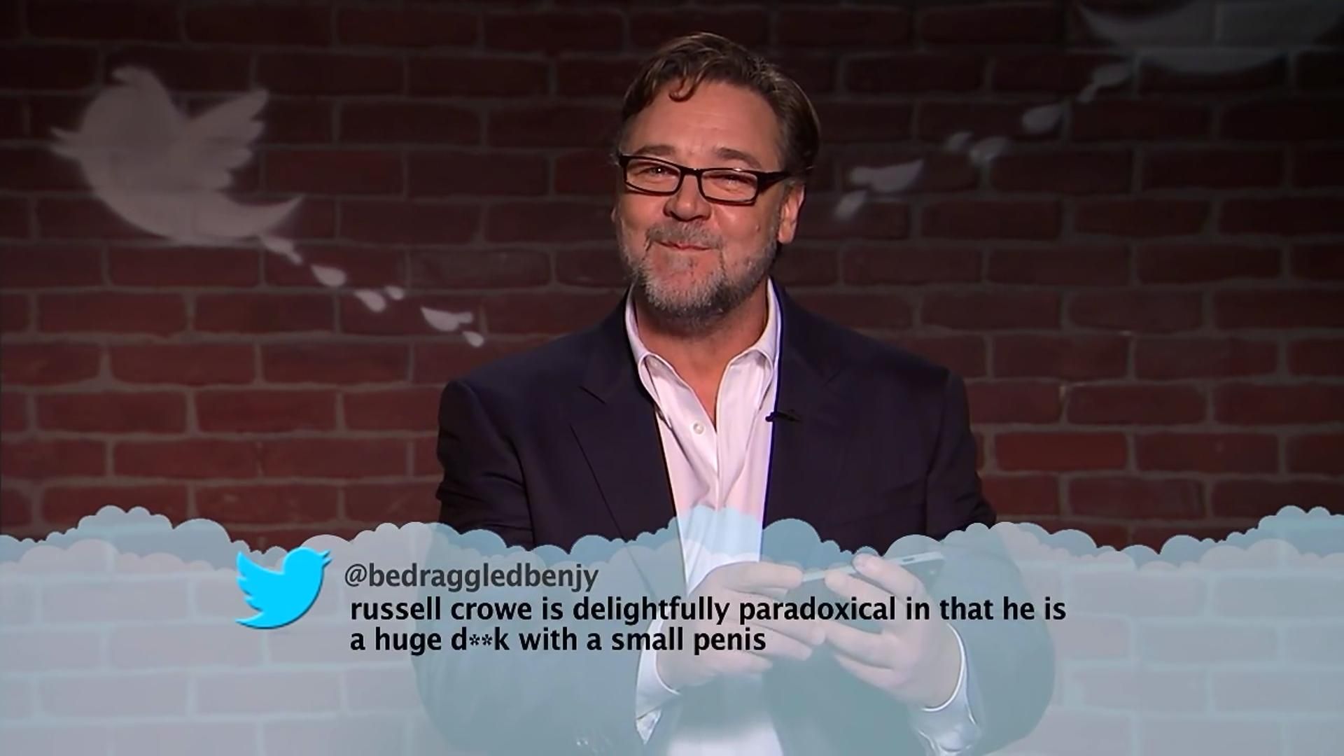 Russell Crowe reads a mean tweet about himself