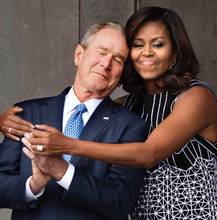 PsBattle: Michelle hugging Bush