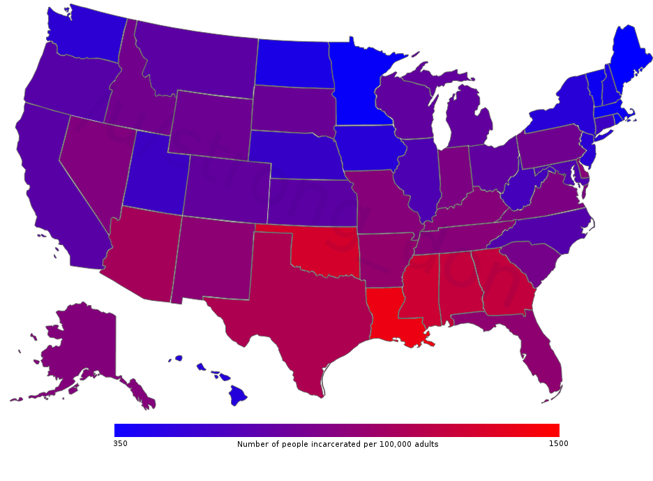Map of USA Incarceration Rate by State