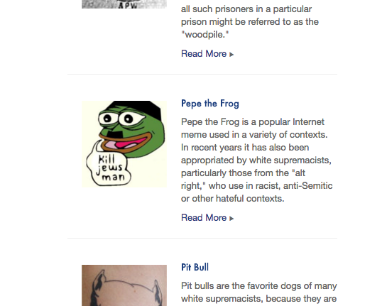 So apparently pepes are in the same class as swastikas and SS symbols from now on