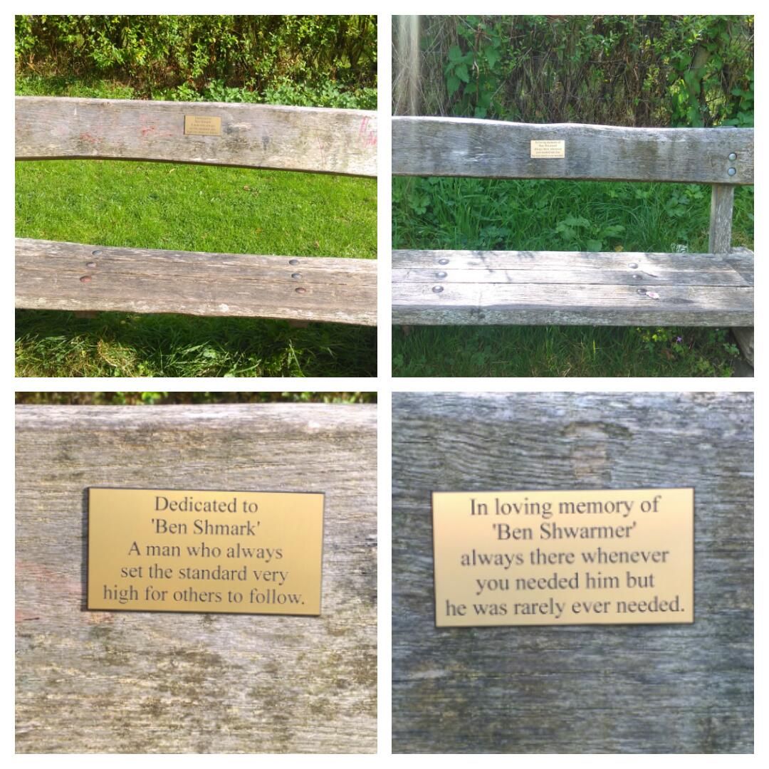 Park bench signs in my local park.