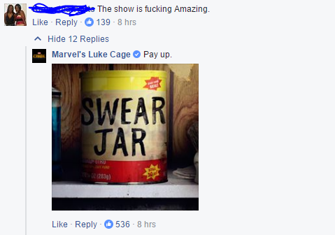 The Luke Cage facebook page doesn't mess around.