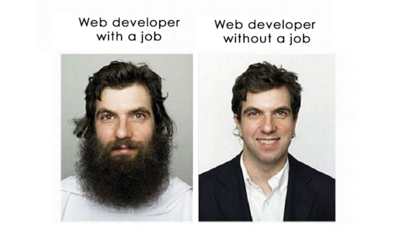 Web developer with a job, web developer without
