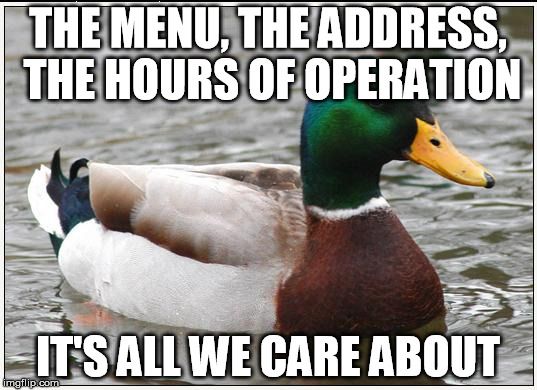 A note to those who design restaurant websites