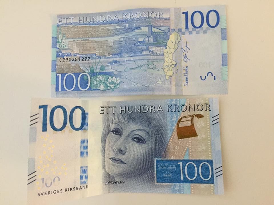 Greta Garbo on the new Swedish 100 kronor banknote.