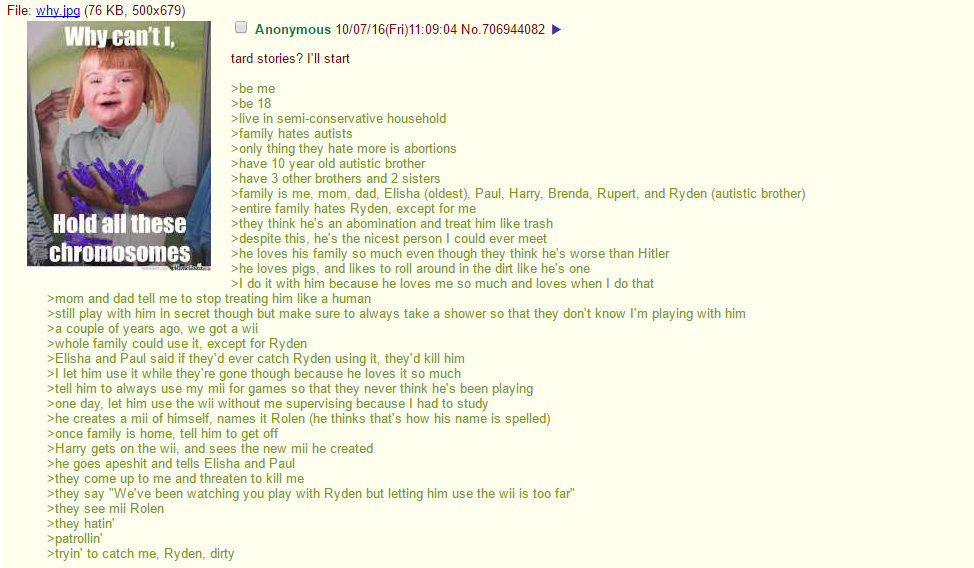 Anon has a tard brother