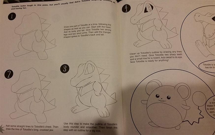 How to draw Totodile. Step One: Draw Totodile