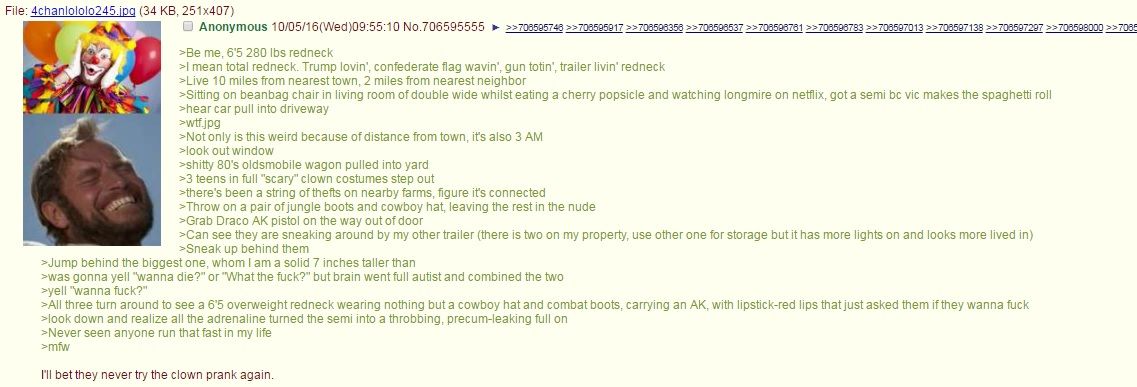 Anon chases away clowns