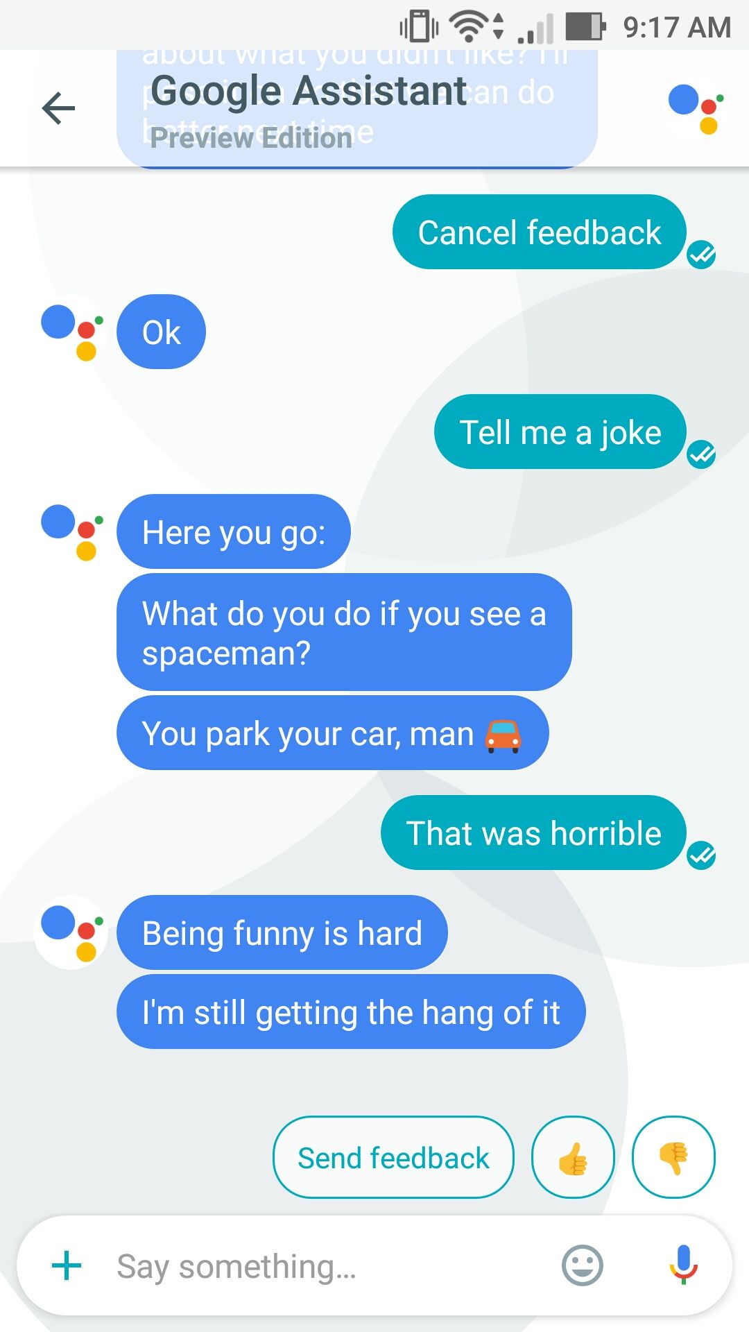 Google assistant is trying, but it's hard.