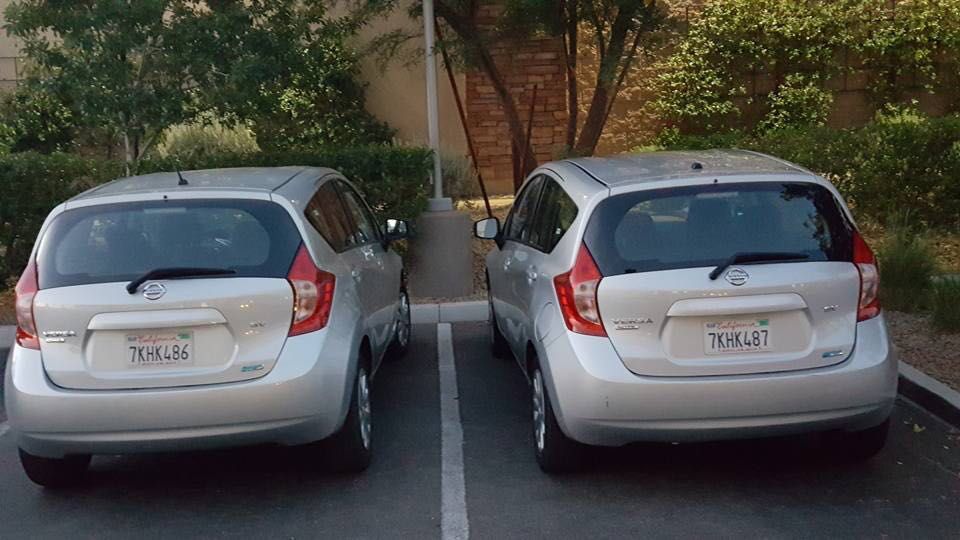 A friend of mine not only parked next to the same make and model car as his rental, check out the license plates
