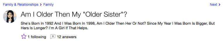 Just your average Yahoo Question