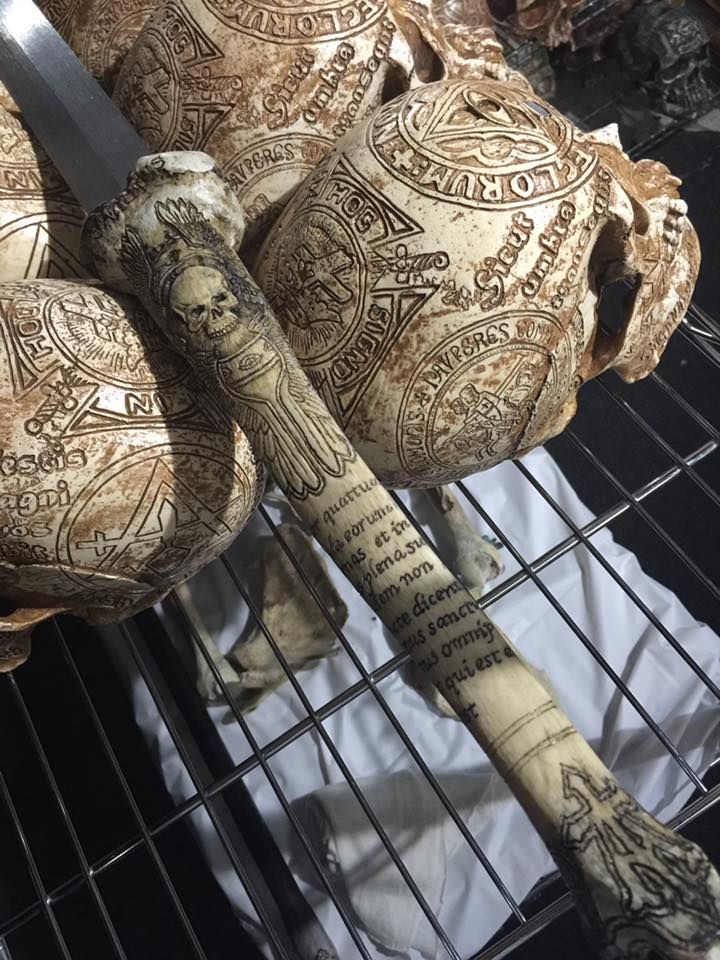 Sword handle made from human femur