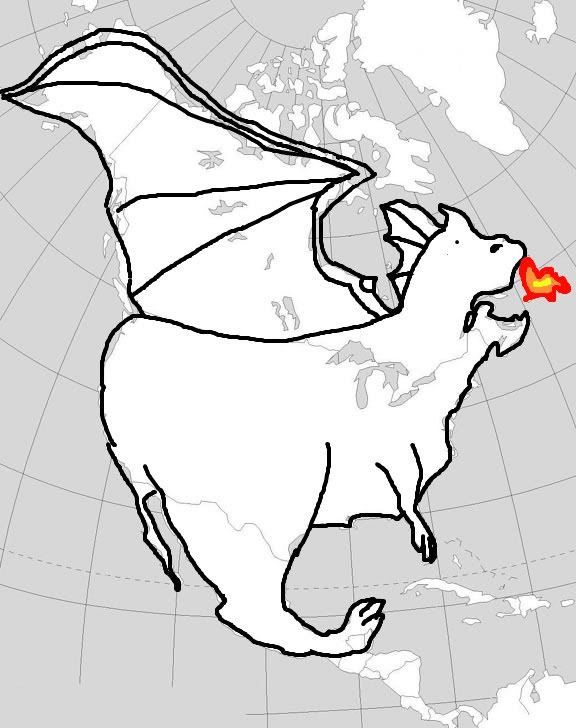 The North American continent looks like a derpy dragon.