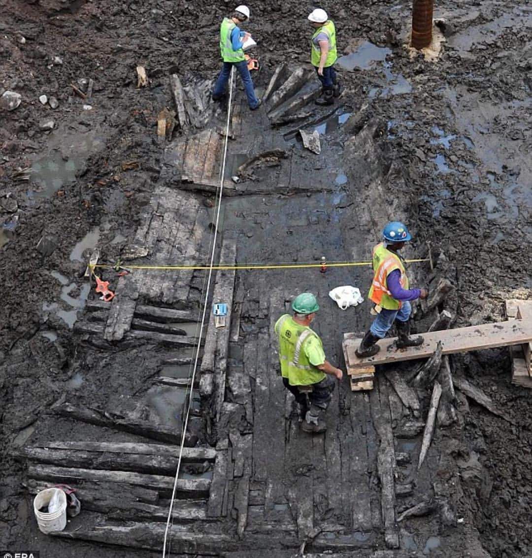 While cleaning up from the world trade centers falling, crews found a shipwreck 7ft below the foundation that dated back to 1773.