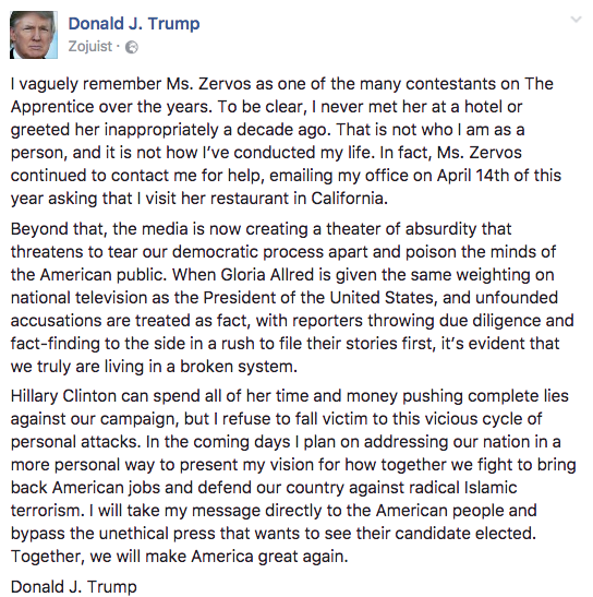 The Donald just posted this on Facebook.