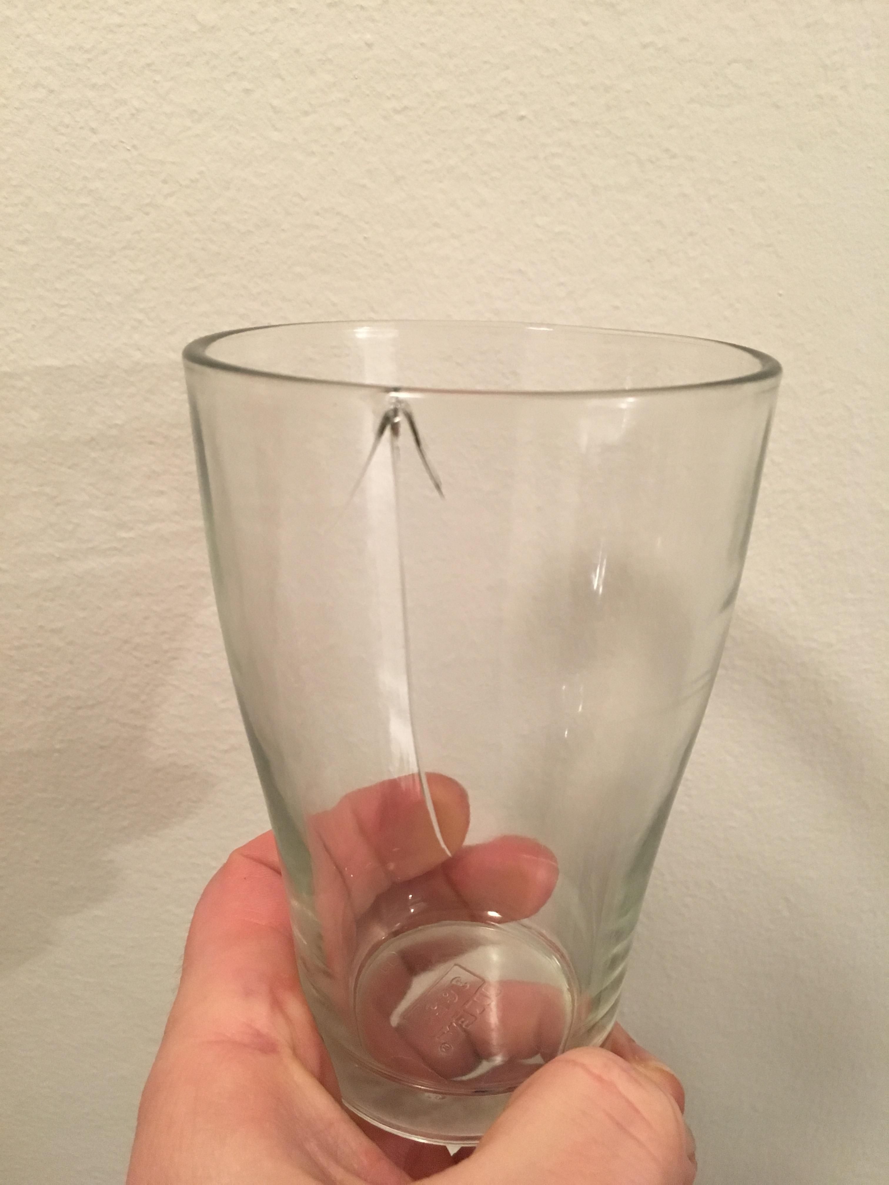 Dropped a glass while doing the dishes and it showed me the point of impact.