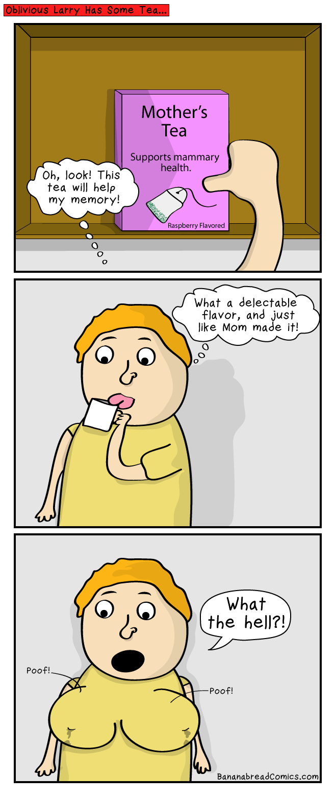 Oblivious Larry Has Some Tea (Tea Time comic reworked)
