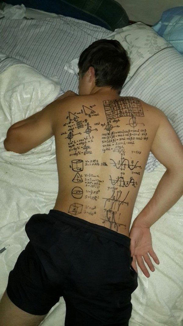 When you pass out around engineers and instead of drawing dicks, they solve mathematical equations of your back.