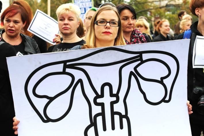 This woman's sign gets right to the heart of the proposed Polish abortion ban