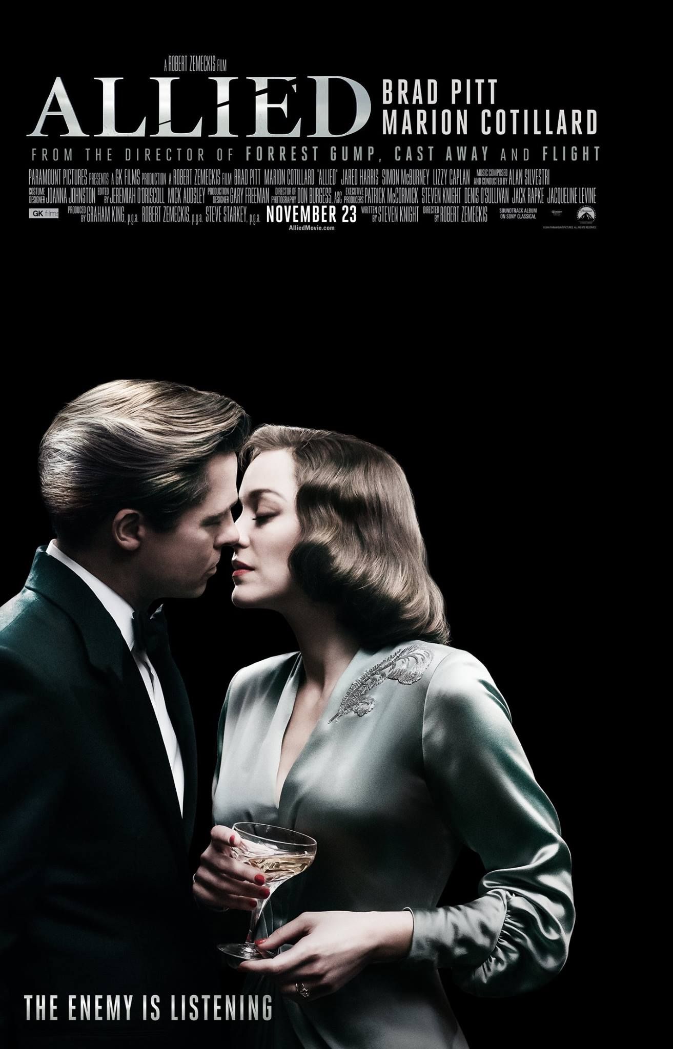 New poster for Allied starring Brad Pitt and Marion Cotillard