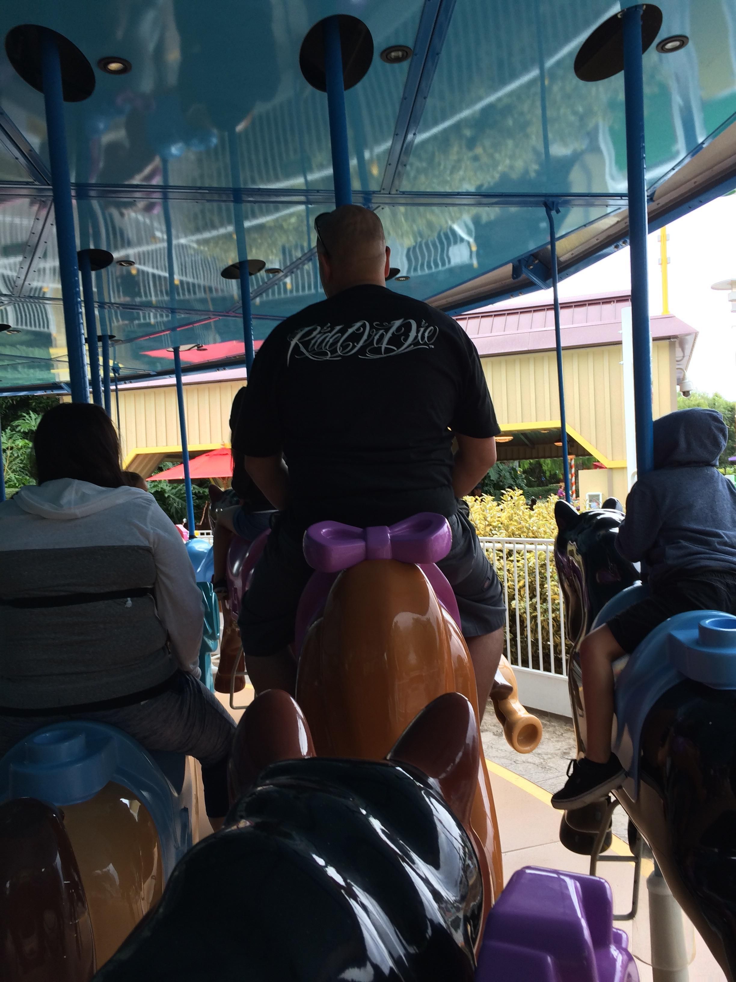 Dude in front of us on the carousel at Legoland was hardcore