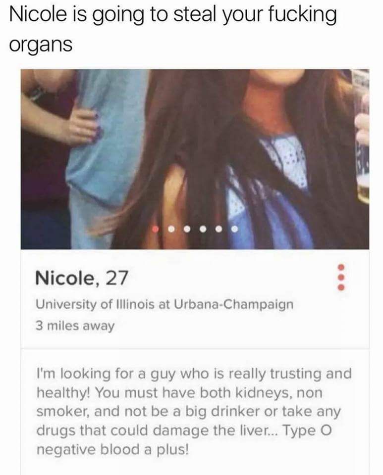 Nicole is going to steal your ***ing organs
