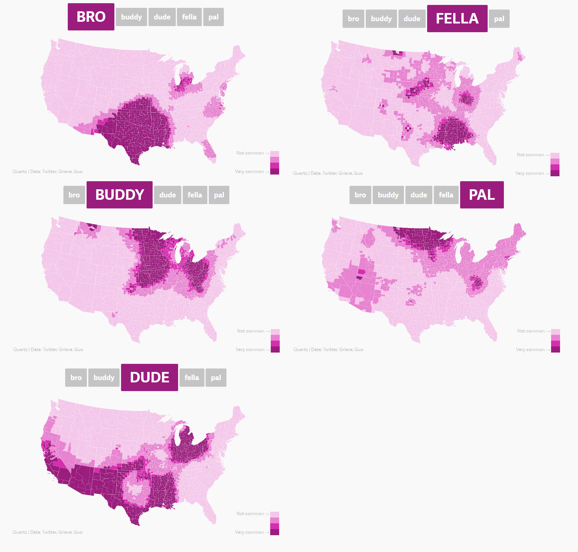 The dude map: How American men refer to their bros