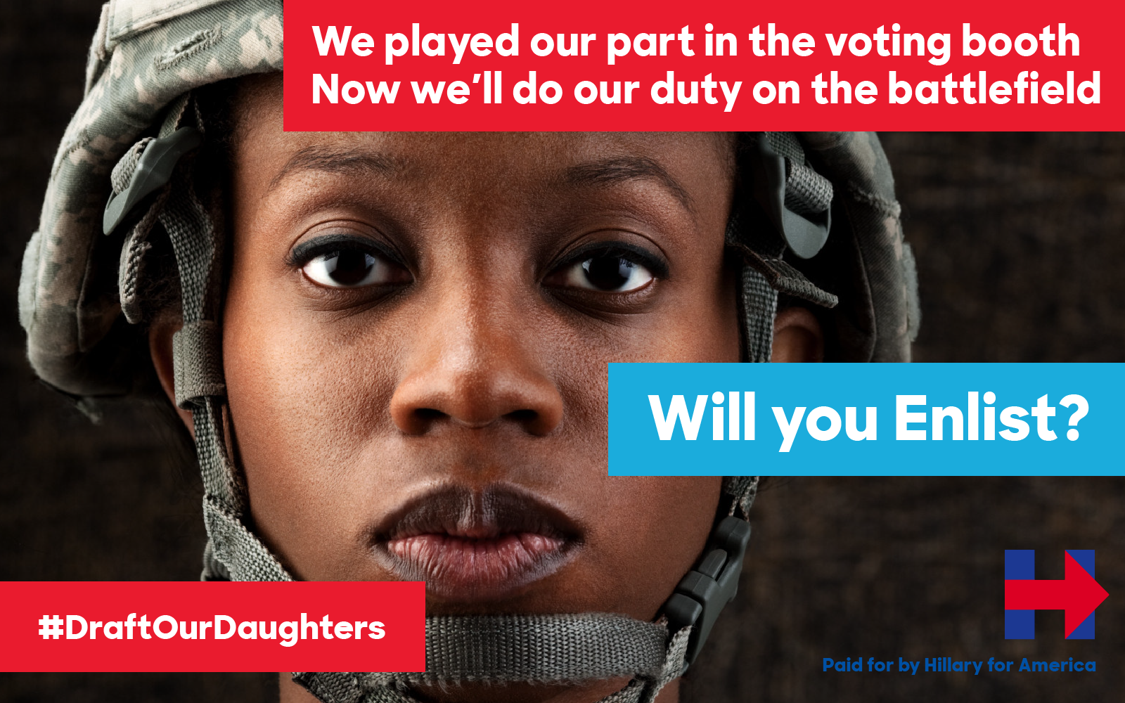 We played our part in the voting booth. Now we'll do our duty on the battlefield. #DraftOurDaughters
