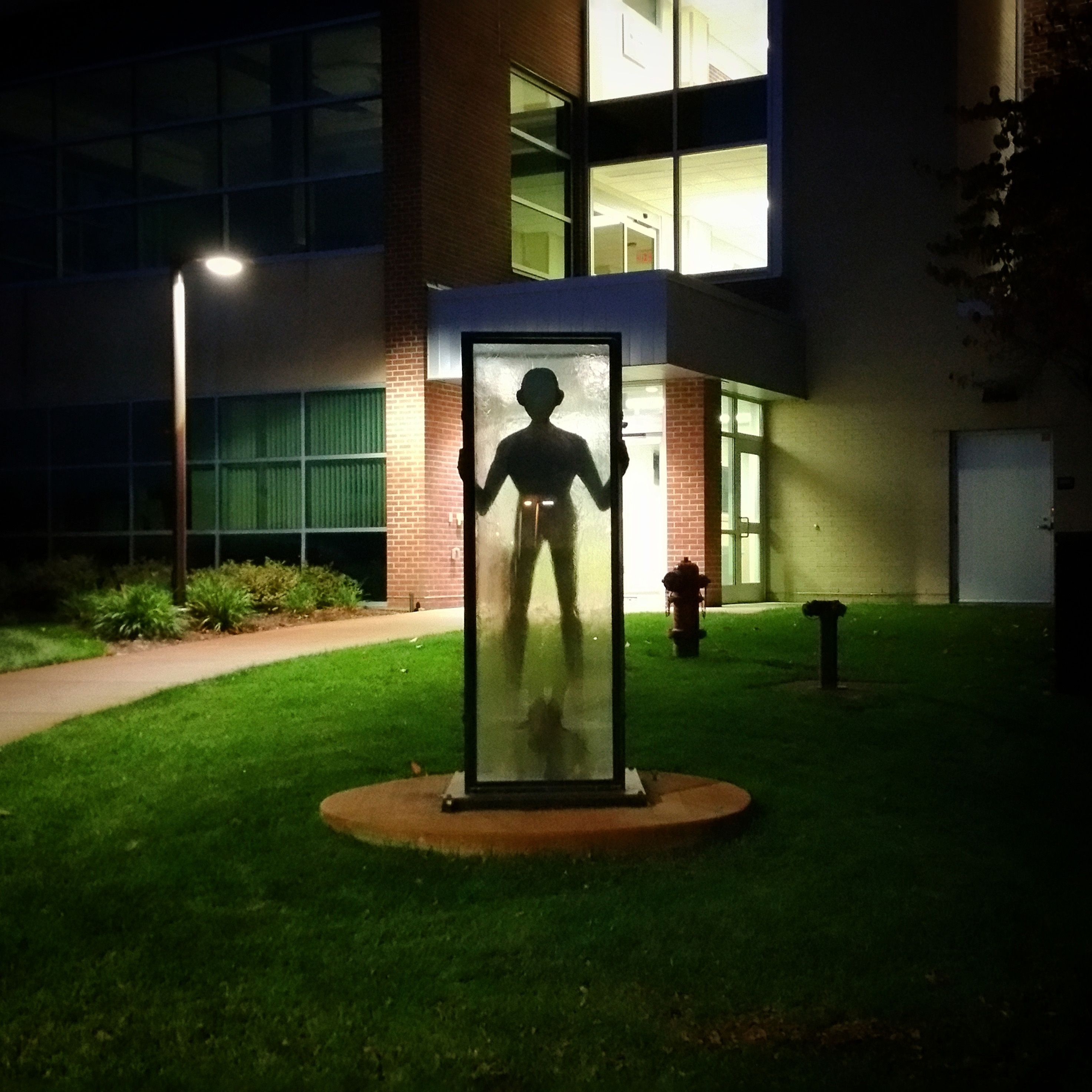 The statues on campus get 100 times creepier in the dark