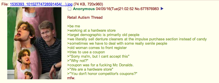 Anon works in retail