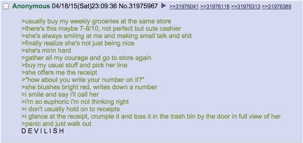 Anon destroys any relationship he will ever have