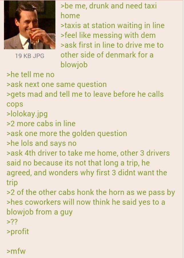 Anon plays a taxi driver