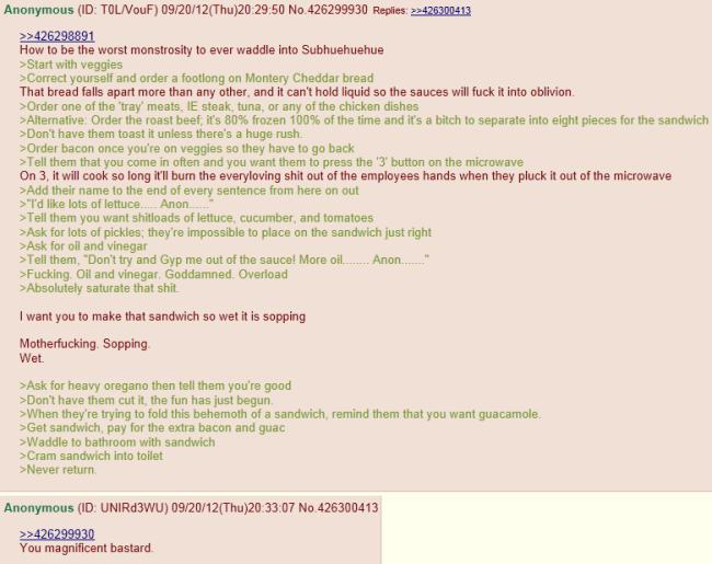 Anon tells how to order at subway