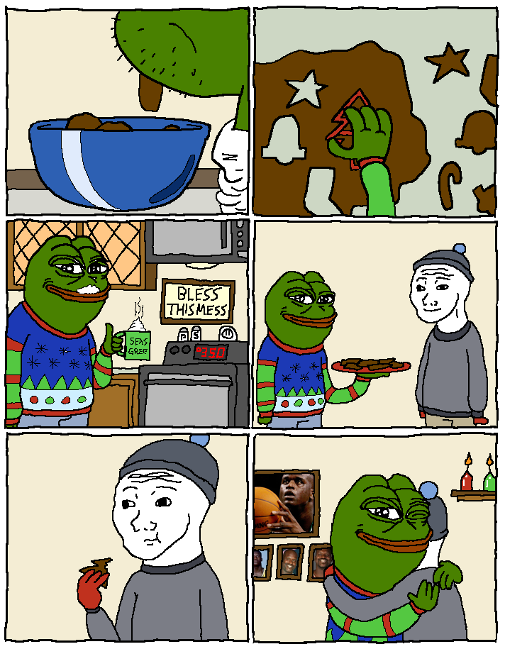 Pepe and wojak celebrate christmas