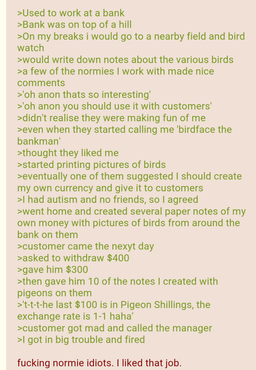 Anon the autistic banker