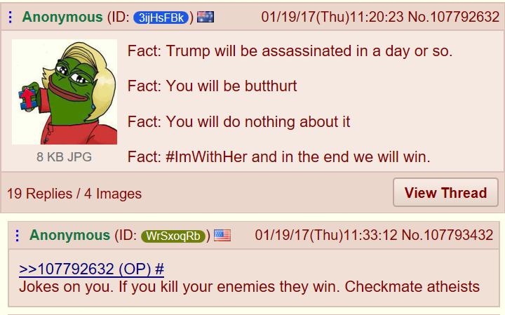 /pol/ack on a potential Trump assassination