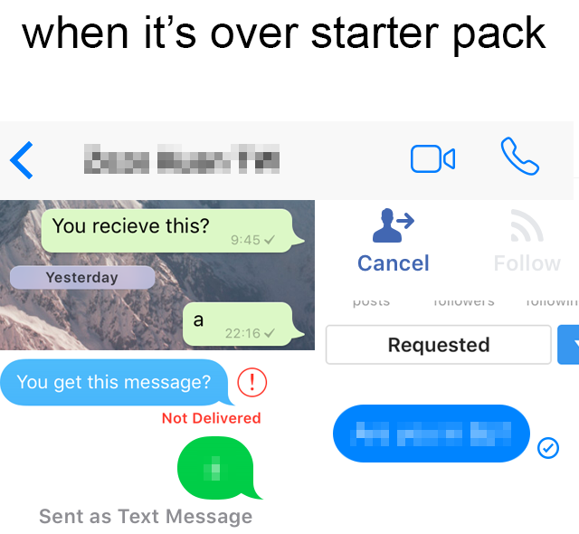 When you can't move on starter pack