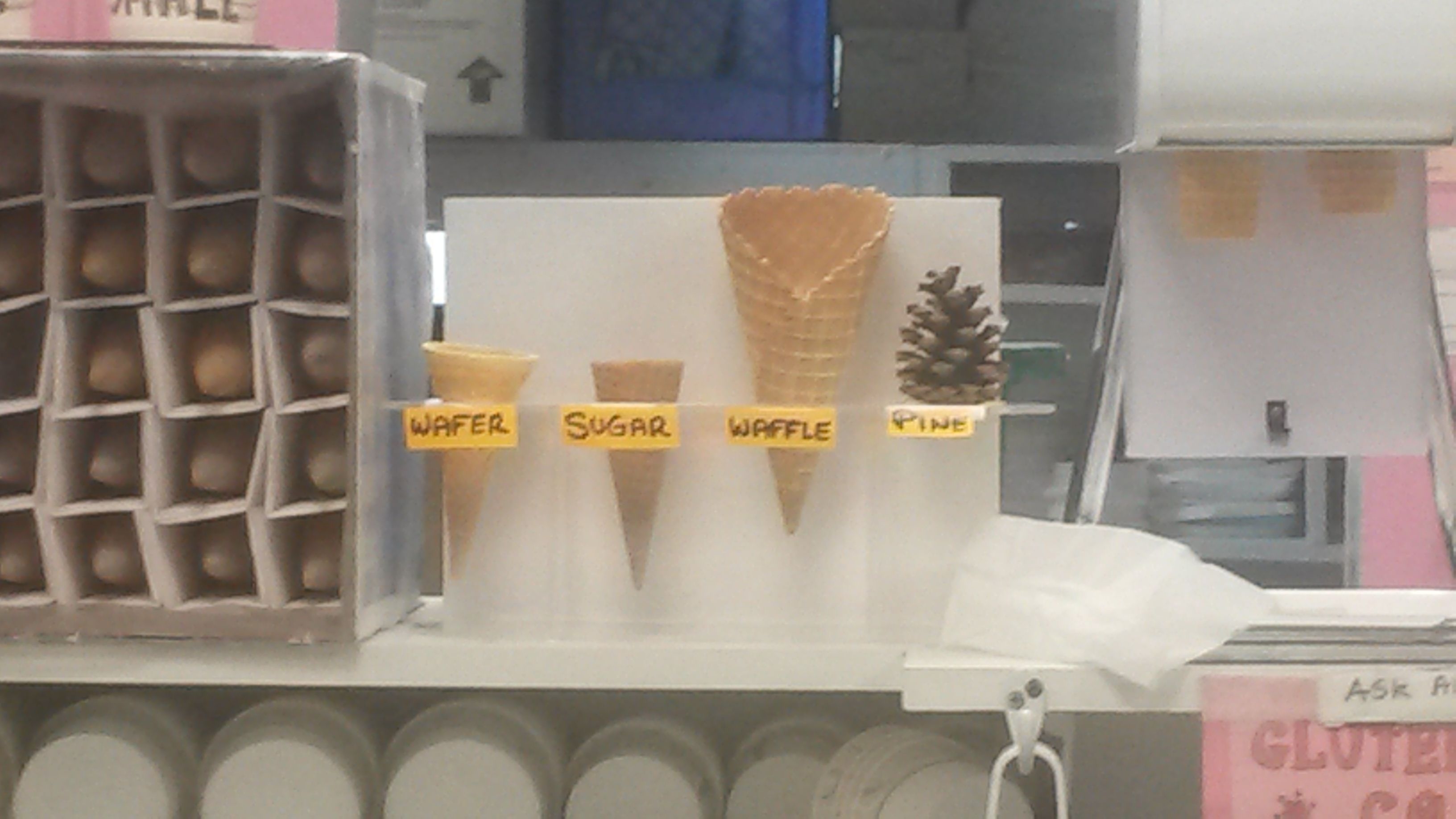 This cone display at my local ice cream shop.