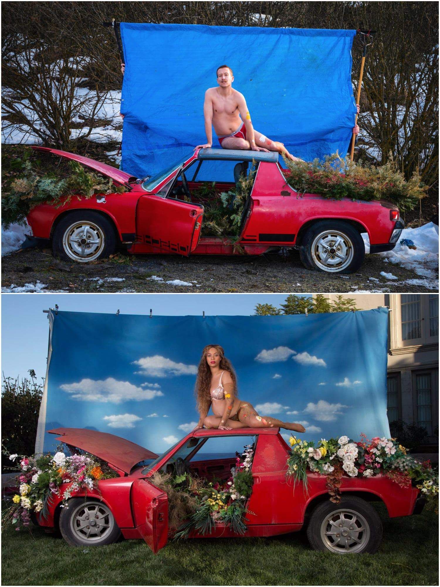 My friend has the same Porsche that Beyonce used for her pregnancy announcement photo shoot. He looks just like her, if she were a he from Idaho.