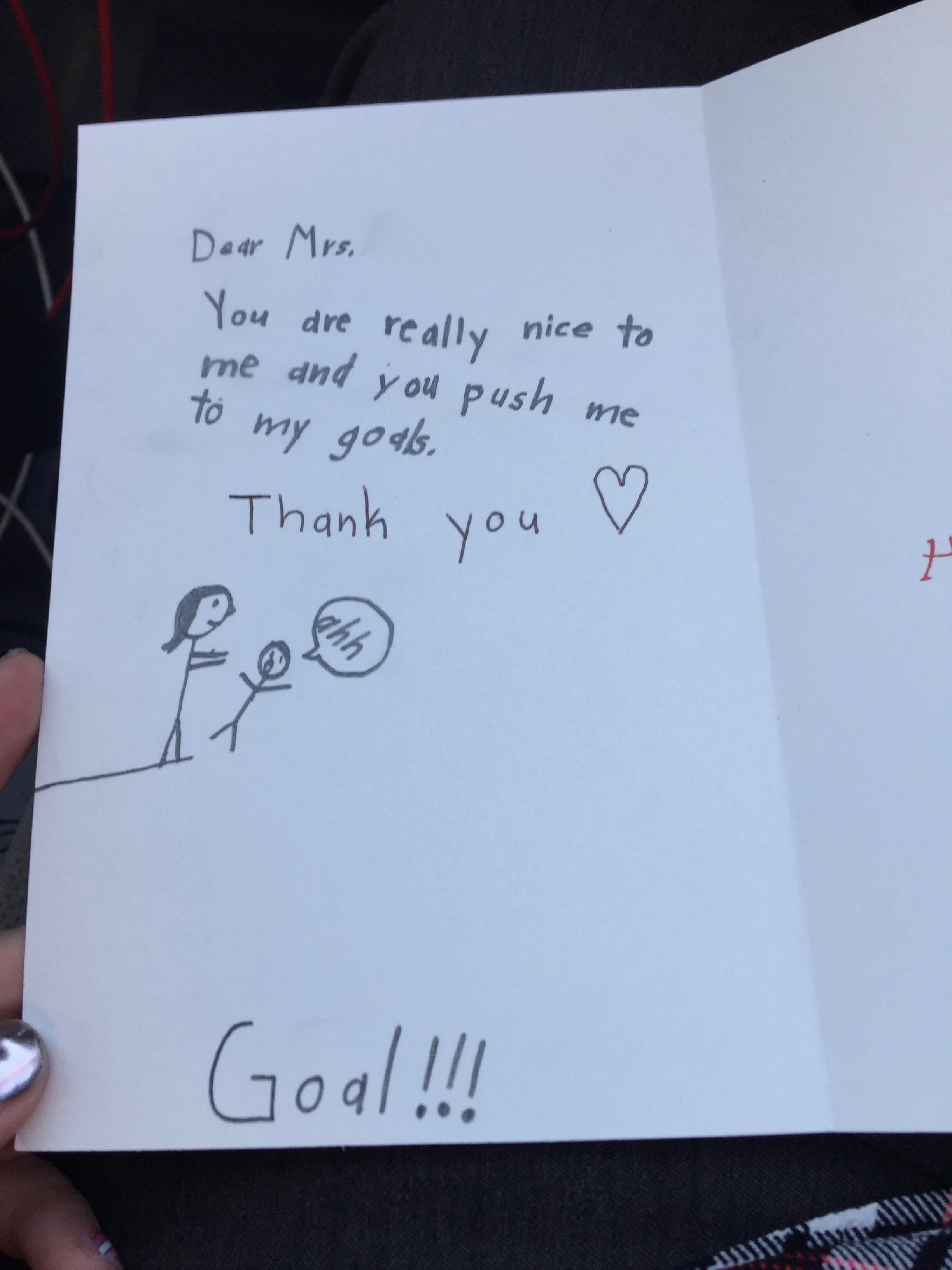 Valentines day card from a student.