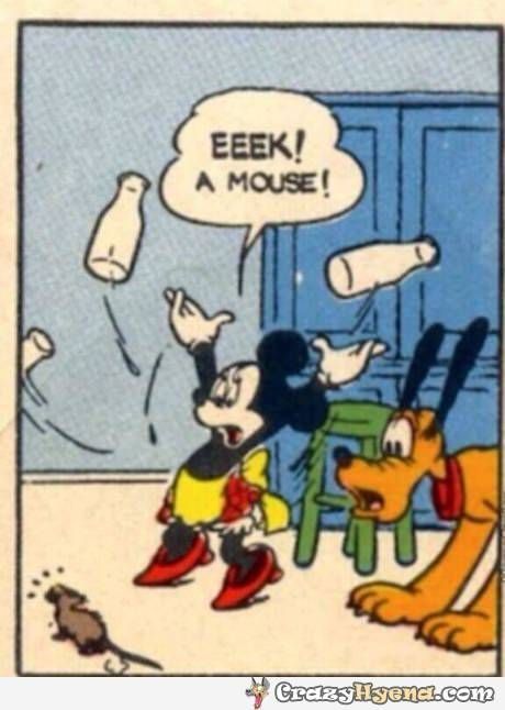 Minnie Mouse is afraid of mice