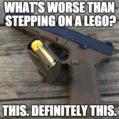 So apparently Lego heads are the same size as .45 ACP