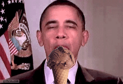 Obama licking ice cream