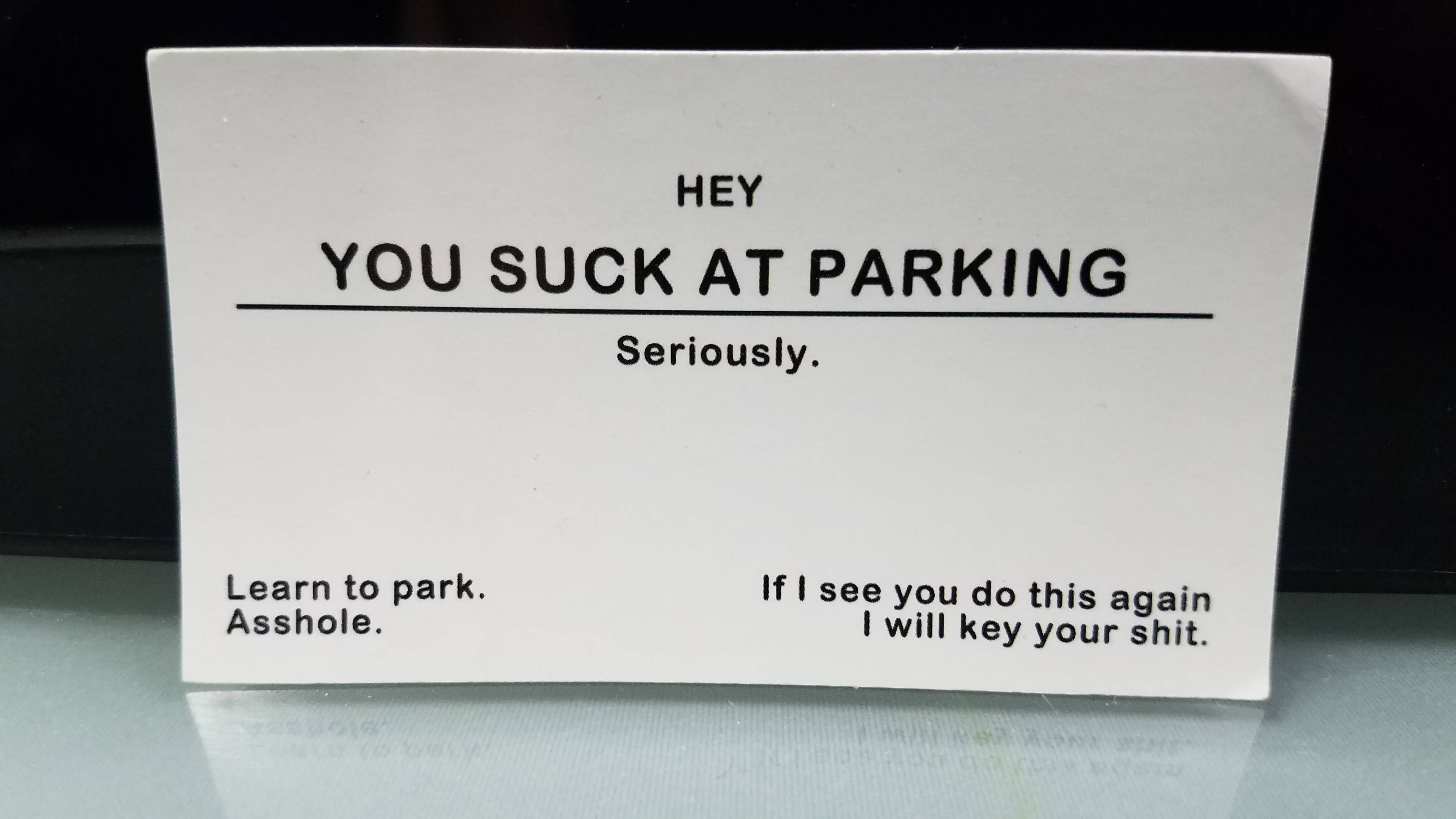 A co-worker got this on her car.