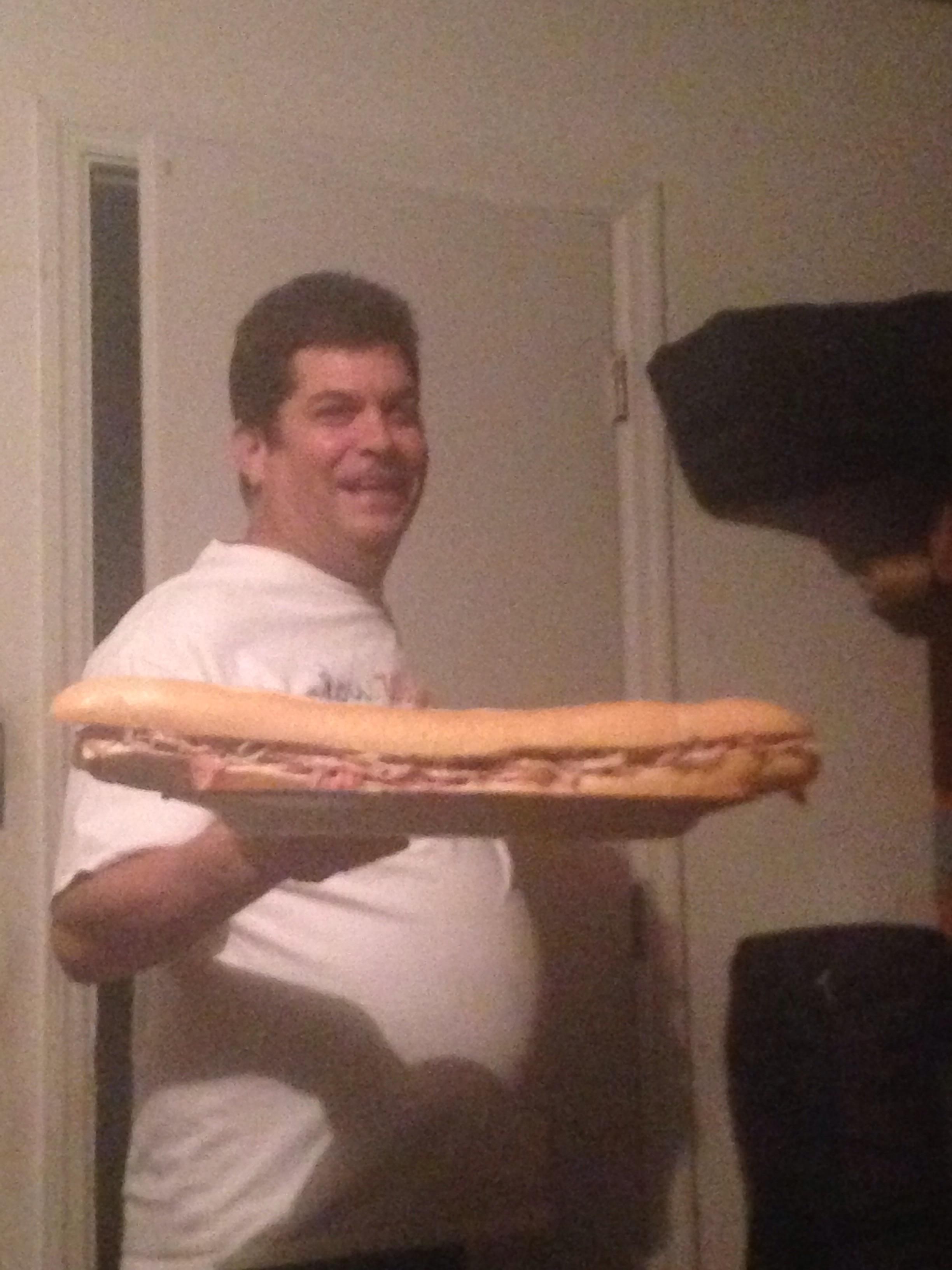 Wish some one felt the same way about me as my friends dad feels about this big ass sandwich he just made.