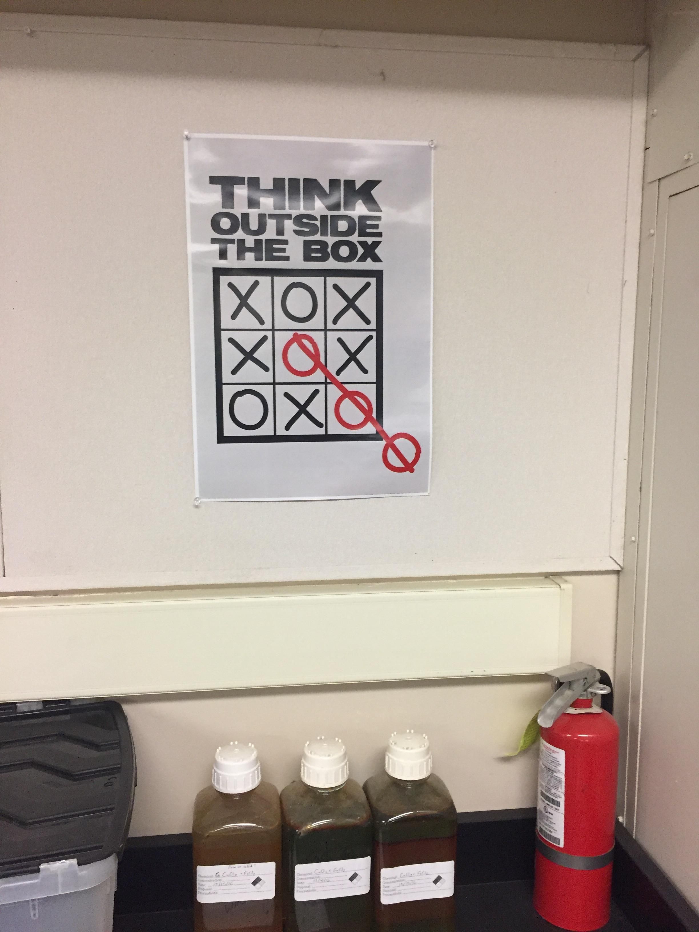 This poster in class says to cheat at Tic-Tac Toe...