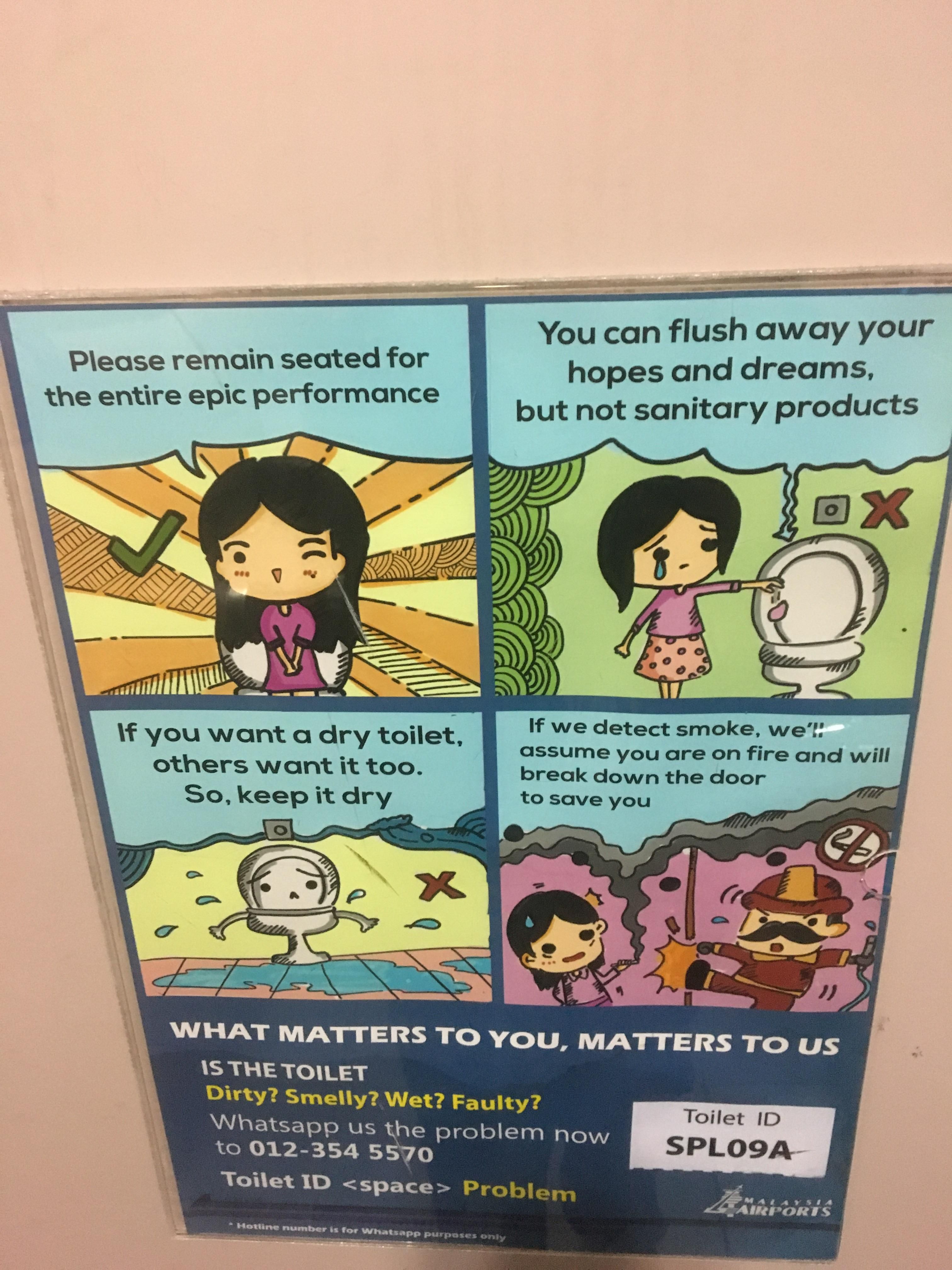 Comedic ladies bathroom signage in KL airport made me giggle